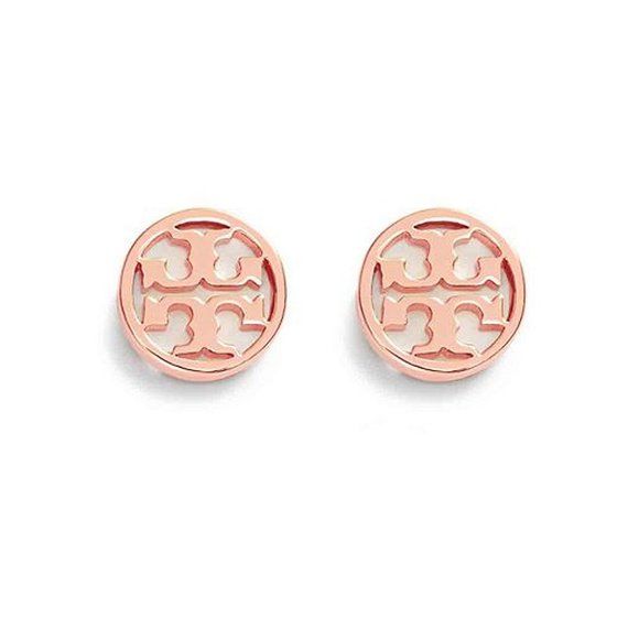 Tory Burch Rose Gold Small Circle Logo Studs - Picture 2 of 8